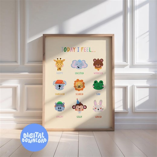 Kids Feelings Chart: Animal Emotions, Nursery Decor (digital Download) - Etsy