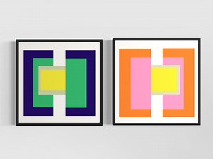 Set of 2 Bold Color Block Downloadable Art Prints, Mid- Century Modern Art Downloadable Prints, Minimal Art Print, Instant Downloadable Art - Etsy