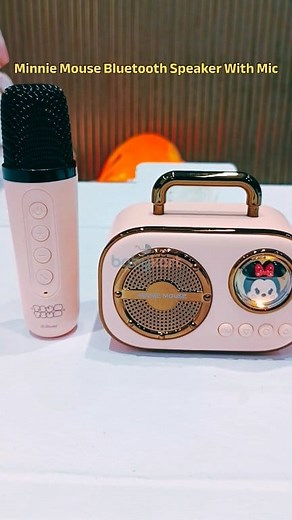 🎤Disney Minnie Mouse Portable Bluetooth Speaker with Wireless Mic এই দারুণ সেটটিতে আছে আলাদা মাইক্রোফোন, তাই আপনি মাইকে কথা বললেই বা গান গাইলেই সেই আওয়াজ স্পিকারে বাজবে 🔊🎶 আর চাইলে মোবাইল থেকেও Bluetooth দিয়ে কানেক্ট করে গান চালাতে পারবেন! 📱🎵 ✨ বৈশিষ্ট্যঃ ✅ Wireless Bluetooth 5.3 – মোবাইলের সাথে দ্রুত কানেকশন 📲 ✅ Mic to Speaker Connection – মাইকে বললেই স্পিকারে শোনা যায় 🎤 ✅ High-Quality Sound – ক্রিস্টাল ক্লিয়ার ভয়েস ও ডিপ বেস 🔊 ✅ Rechargeable Battery – দীর্ঘসময় ব্যাকআপ 🔋 ✅ FM, AUX, USB