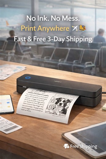 This inkless portable printer is honestly one of the coolest things I own. Wireless Bluetooth, works with iOS, Android, and laptops — and NO INK needed 🙌 Perfect for travel, teachers, college students, or anyone who prints on the go. Fast & free 3-day shipping makes it even better. #InklessPrinter #TechFinds #GiftIdeas #PortablePrinter #TikTokShop