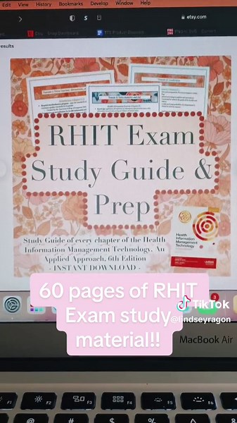 *Calling all RHIT test takers!* I developed this study guide while studying for the RHIT test in May 2023 and I passed on my first try! I hope it can help you as well and remember: YOU GOT THIS! ✨🩷🩵☀️🥰🌻 Copy the link in my bio to shop now! Etsy shop name: The Faithful Sunflower 🌻 #RHIT #test #HIT #AHIMA #studyguide
