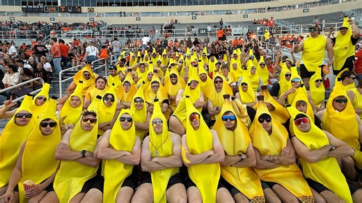 From banana suits to bare chests, Oklahoma State football fans aim to 'solve the problem'