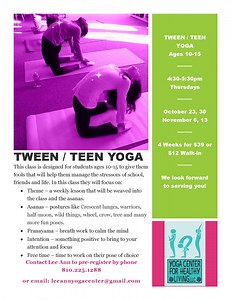 TWEEN / TEEN YOGA - Yoga Center for Healthy Living