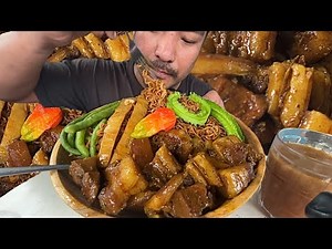 Delicious fatty pork with noodles and veggies || kents vlog.
