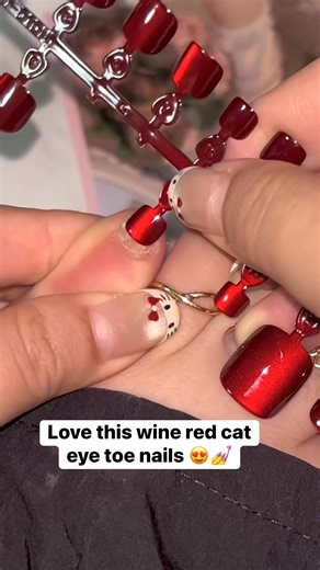 625K views · 2.1K reactions | Love this wine red cat eye toe nails  #nailart #nailinspo | Limegirl Nails | Facebook