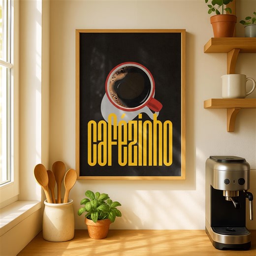 Cafezinho Wall Art, Brazilian Coffee Printable for Kitchen or Coffee Corner - Etsy