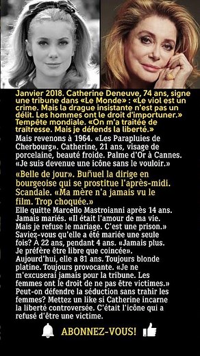 Catherine Deneuve: icône glaciale, elle défend le «droit d'importuner»... et choque
