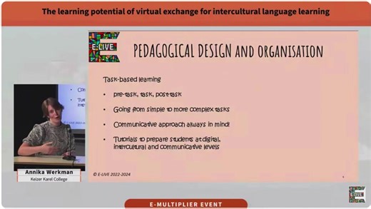 Annika talking about task design during the talk: