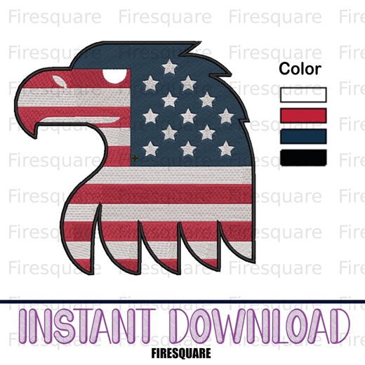 American Flag Eagle Embroidery Design Digital File - Patriotic USA Bald Eagle Head Machine Embroidery Instant Download - Etsy
