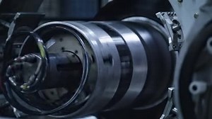 Detailed tyre production mechanism rotation with rubber tape technological plant