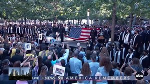 The National Anthem is performed by Young People's Chorus of New York at the 9/11 memorial ceremony at Ground Zero in New York City. abcn.ws/3leEhE9 #NeverForget | ABC News Live
