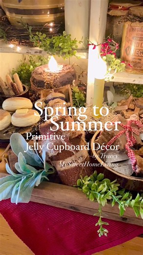 My secret to a perfect eye-catching display is… stacking! Stacking objects vertically and horizontally give instant depth and layers that our eyes enjoy looking at! #primitivedecor #primitive #countrysamplermagazine | My Sweet Home Living