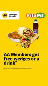 Get FREE wedges or a drink with any regular Pita or Salad Bowl purchased at Pita Pit, or score a FREE 420ml Coke and deep crinkle fries with any Downlow Burger purchased! Just show your AA Membership card in store. T&Cs apply. | AA New Zealand