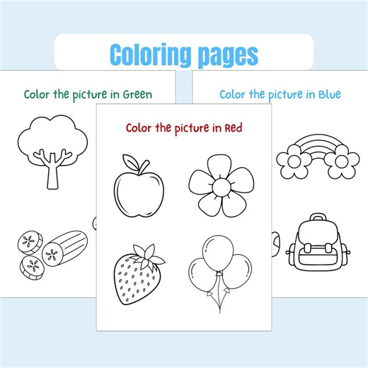 Preschool Worksheets for Kids| Color of the Week Worksheets| Printable Learning Activities | Toddler Educational Coloring Pages | PDF File - Etsy