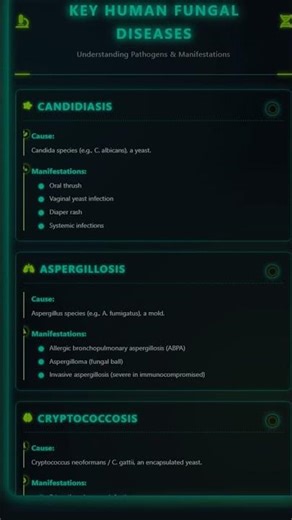 Key Human Fungal Diseases: Candidiasis, Aspergillosis, Cryptococcosis, Dermatophytosis