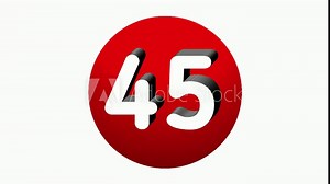 3D Number 45 forty five sign symbol animation motion graphics icon on red sphere on white background,cartoon video number for video elements