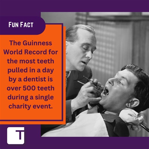 The Guiness World Record for the most teeth pulled in a day by a dentist is over 500 teeth during a single charity event. 🦷 Ouch. #FunFactFriday #DentalFacts #OralHealth #HealthySmiles #TrojanProfessionalServices | Trojan Professional Services, Inc.