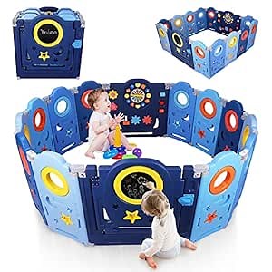 Baby Playpen, YOLEO Foldable Baby Playpen for Babies and Toddlers, 47 x 47 in of Play Pen, Custom Shapes, Pre-Assemble and Easy to Storage Baby Gate Playpen, Play Yard for Babies Safety