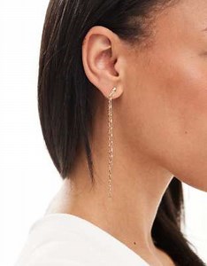 ASOS DESIGN drop earrings with simple fine chain detail in gold tone | ASOS