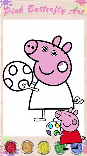 Peppa Pig Playing Ball Drawing and Coloring Animations for Kids Toddlers #peppa #pinkbutterflyart