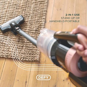 Say goodbye to dust and dirt with the powerful Defy 2-In-1 Rechargeable Vacuum Cleaner! This vacuum is versatile, easy to use and cordless, so you don't need to worry about tripping over wires. | Defy