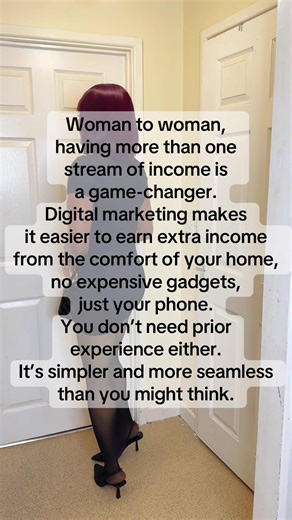 Woman to woman, having more than one stream of income is a game-changer. Digital marketing makes it easier to earn extra income from the comfort of your home, no expensive gadgets, just your phone. You don’t need prior experience either. It’s simpler and more seamless than you might think. #digitalmarketingtips #sidehustle #extraincome #justphone #income