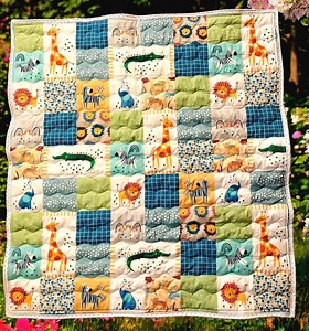 Zoo Animal Minky Baby Quilt: Turquoise Backing, Handmade - Etsy