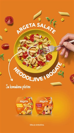 Argeta sa piletinom i pastom je pravi izbor za tvoje oči, stomak i mišiće! 💛 U neodoljivoj kombinaciji sa paradajzom, kukuruzom, crvenom paprikom i pastom, predstavlja pravi izbor za svaki obrok u bilo koje doba dana.😋 | Argeta
