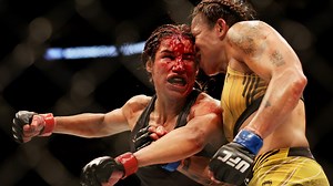 gruesome Blood pours from Julianna Pena’s head and octagon cage as Amanda Nunes regains UFC title in brutal fight and opponent is rushed to hospital with ‘big chunk’ missing from forehead