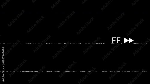 Fast Forward VHS video tape overlay on transparent background. FF VHS screen 4K Video