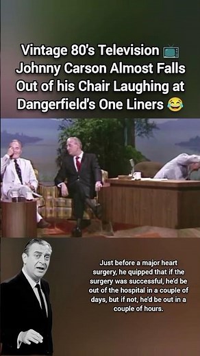 Vintage 80's Television 📺 Johnny Carson Falls Out of his Chair Laughing at Dangerfield's One Liners