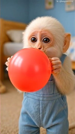 MONKEY AND BALLOON 🎈💭 #ai #cute #monkey #aimonkey
