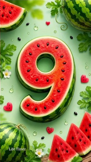 9 to 0 Watermelon Countdown 🍉 Satisfying Timer #Shorts #timer