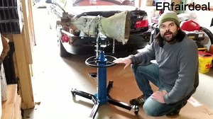 Hydraulic Transmission Jack, 34" - 70" Adjustable Height Telescoping Transmission Hydraulic Garage/Shop 1100 lbs/ 0.5 Ton 2 Stage Hydraulic 360° Swivel Wheel Lift Hoist for Car Lift