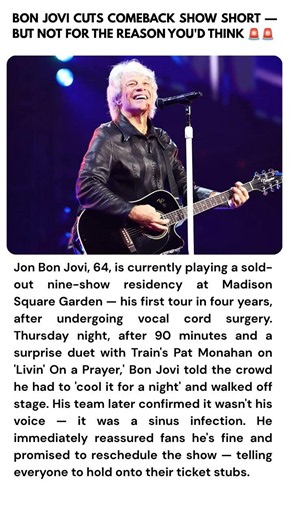 Jon Bon Jovi Ends MSG Concert Early Due to Sinus Infection #shorts