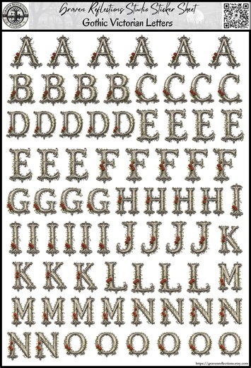 Gothic Victorian Alphabet Stickers – Dark Academia Journal Stickers - Etsy