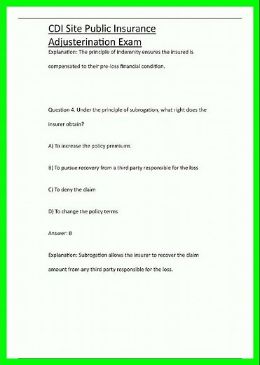 CDI Site Public Insurance Adjusterination Exam video
