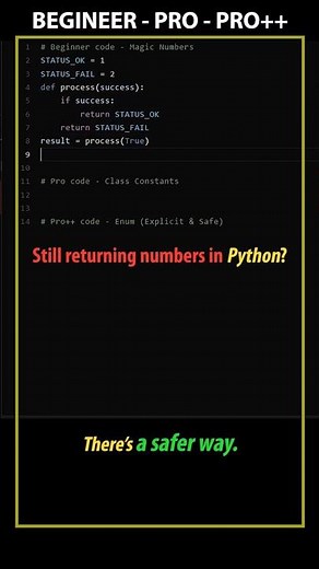 Python Beginner → Pro → Pro++: Stop Returning Magic Numbers (Py TIP 7) #python #coding #learnpython
