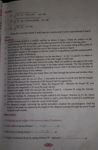 #Class 11 #Physics practical Experiment no.4 parallelogram law of vectors