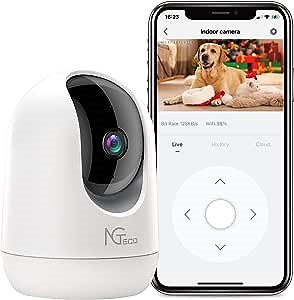 NGTeco 2K Security Camera Indoor, 3MP Pan Tilt WiFi Camera for Home Security/Baby Monitor/Pet, Dog Cam with Motion Detection, Night Vision, Privacy Shield Compatible with Alexa/Google