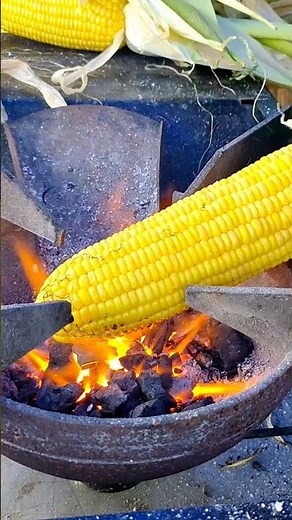 Street side roasted corn : corn frying machine : corn on the cob