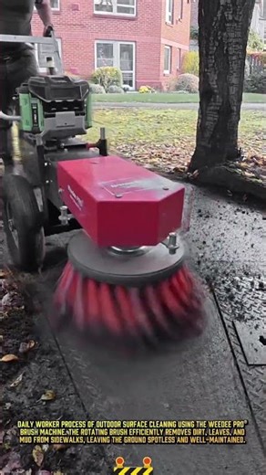 Daily worker process of outdoor surface cleaning using brush machine #dailywork #outdoorcleaning