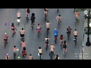 World Naked Bike Ride Chicago 2025, from my balcony