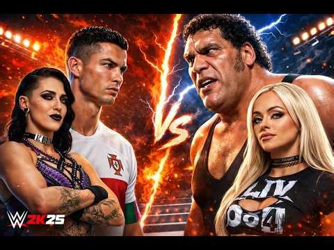 WWE 2K25 | Ronaldo & Rhea VS Liv & Andre | 23 mar P-1 #shortsfeeds #shorts #gaming #shortslive