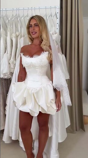 SW731 Dreamy White Vintage Fringe Lace Off-the-Shoulder Mini Wedding Dress