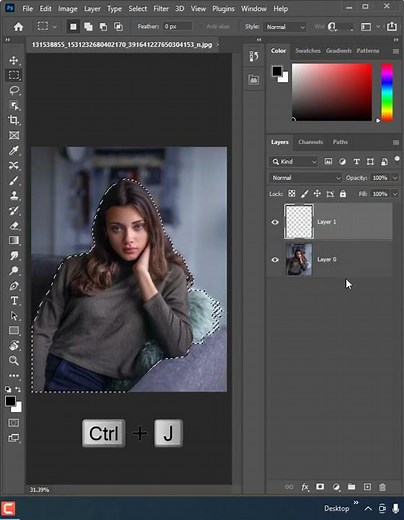 New Layer via Copy or Cut Photoshop #shorts