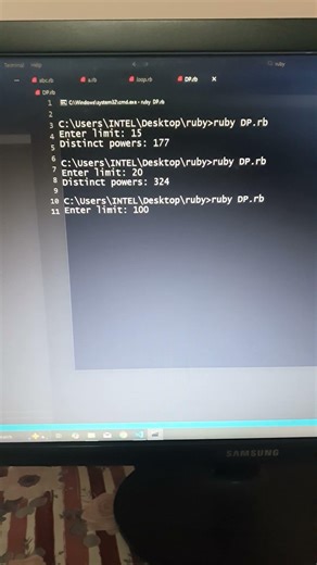 Ruby | Euler project 'Distinct powers' | CodeLearning