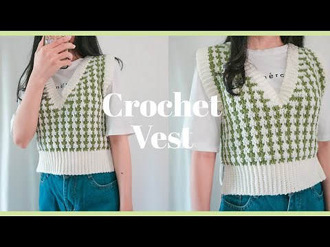 💚How to crochet HOUNDSTOOTH VEST🤍 Vyvascrochet