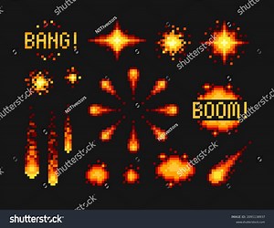 Pixel Art Explosion Set Boom Bang Stock Vector (Royalty Free) 2091138937 | Shutterstock