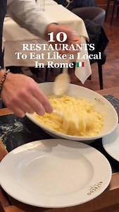 10 Must-Try Restaurants in Rome 🇮🇹✨: 📍 Trecca @trecca_roma A beloved Roman trattoria in the San Giovanni-Testaccio area known for generous portions of classic Roman cuisine and a local vibe. ✨ Via Alessandro Severo 220, 00145 Roma RM 📍 Alfredo alla Scrofa @alfredoallascrofa Historic central restaurant, famous worldwide as the birthplace of Fettuccine Alfredo and classic Italian cooking. ✨ Via della Scrofa 104/a, 00186 Roma RM 📍 Enoteca e Taverna Capranica @capranicaenotecataverna Elegant wi